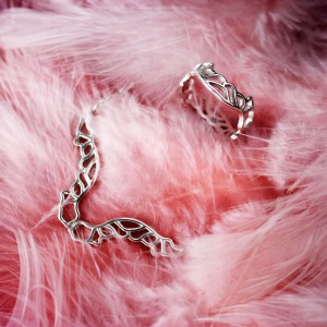 Simplistic Orchid Ring and Necklace Sterling Silver